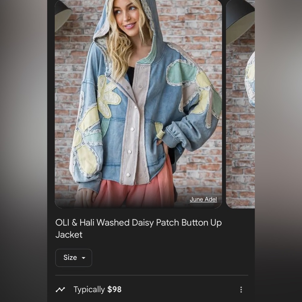 Oli and Hali Washed Daisy Patch Button Up Jacket